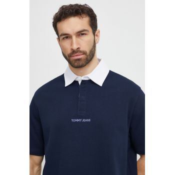 Tommy Jeans polo de bumbac culoarea bleumarin, uni DM0DM18924 ieftin