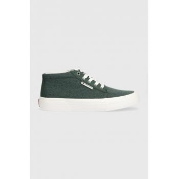 Tommy Jeans sneakers TJM MID CUT CANVAS COLOR culoarea verde, EM0EM01412