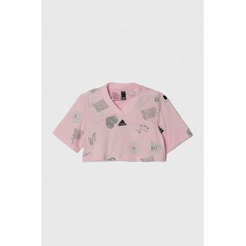 adidas tricou de bumbac pentru copii culoarea roz