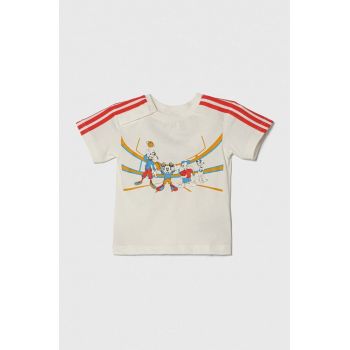 adidas tricou de bumbac pentru copii x Disney culoarea bej, cu imprimeu