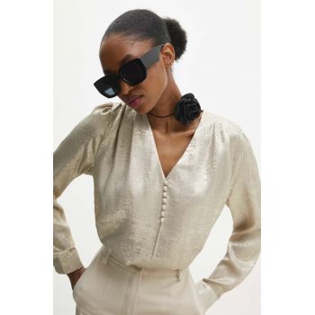 Answear Lab bluza femei, culoarea auriu, neted