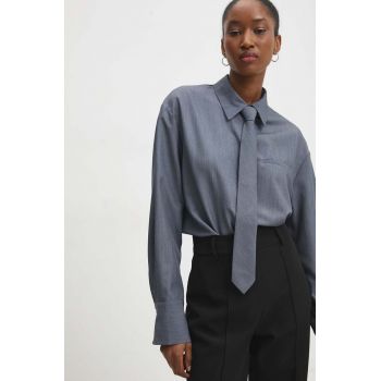 Answear Lab camasa femei, culoarea gri, cu guler clasic, relaxed de firma originala