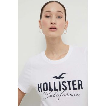 Hollister Co. tricou din bumbac femei, culoarea alb