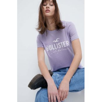 Hollister Co. tricou din bumbac femei, culoarea violet