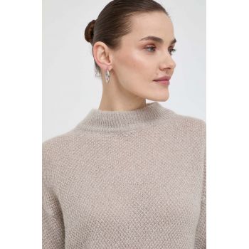 Morgan pulover din amestec de lana femei, culoarea bej, light, cu turtleneck
