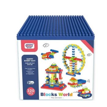 Set blocuri de construit STEM Toy Samll, 320 piese, Multicolor