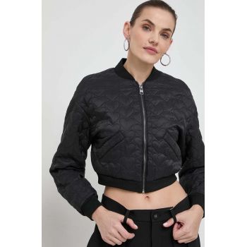 Silvian Heach geaca femei, culoarea negru, de tranzitie, oversize