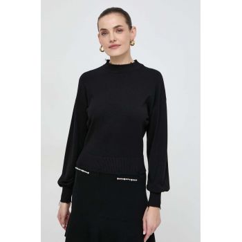 Silvian Heach pulover femei, culoarea negru, light, cu turtleneck