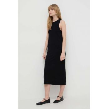 Weekend Max Mara rochie culoarea negru, midi, drept