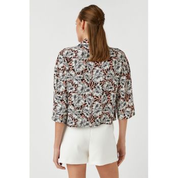 Camasa crop cu imprimeu floral