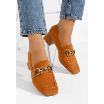 Mocasini cu toc Nasha camel