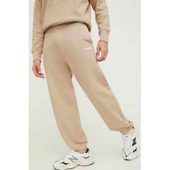 MSGM pantaloni de trening din bumbac culoarea bej, uni 3640MP500.247000