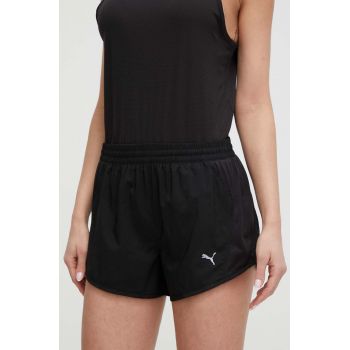 Puma pantaloni scurți de alergare Favourite Velocity culoarea negru, uni, medium waist 523178