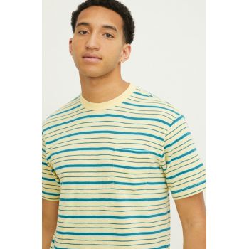 Quiksilver tricou din bumbac barbati, culoarea galben, modelator