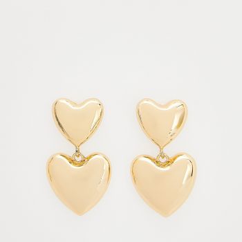Reserved - Cercei candelabru placați cu aur, în formă de inimă - Auriu