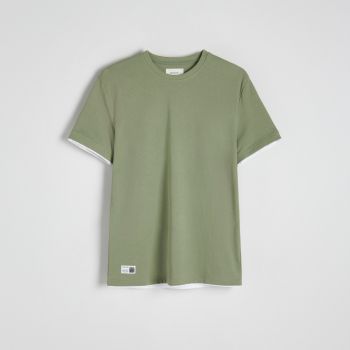 Reserved - T-shirt cu aplicații - Verde
