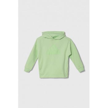 adidas bluza copii culoarea verde, cu glugă, cu imprimeu