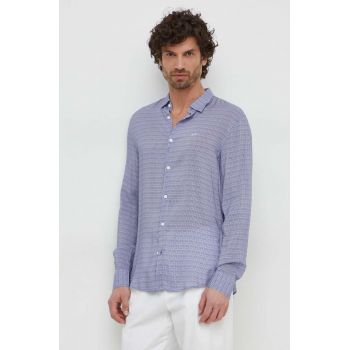 Armani Exchange camasa barbati, culoarea violet, cu guler clasic, regular de firma originala