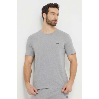 BOSS tricou barbati, culoarea gri, neted