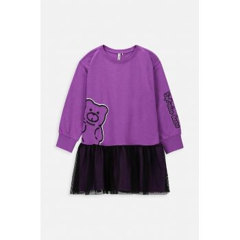 Coccodrillo rochie fete culoarea violet, mini, drept ieftina