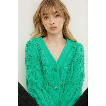 Desigual cardigan femei, culoarea verde de firma original