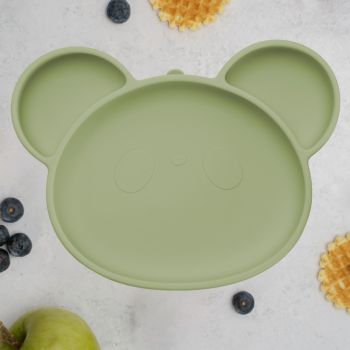 Farfurie din silicon cu ventuza AppeKids Panda Raw Green de firma originala