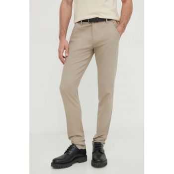 Lindbergh pantaloni barbati, culoarea bej, mulata