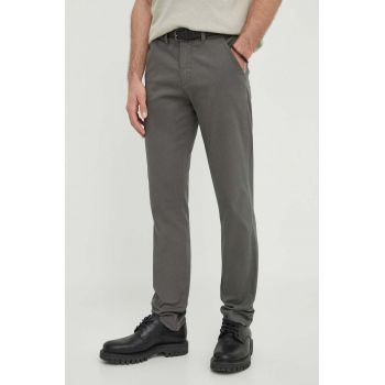 Lindbergh pantaloni barbati, culoarea verde, mulata