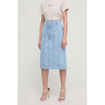 Silvian Heach fustă din denim midi, dreaptă