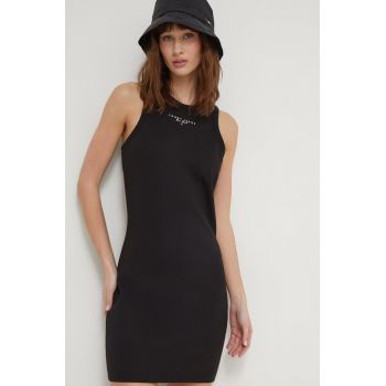 Tommy Jeans rochie culoarea negru, mini, mulată DW0DW17934