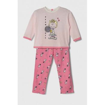 United Colors of Benetton pijamale de bumbac pentru copii x Snoopy culoarea roz, modelator ieftine