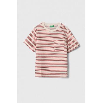 United Colors of Benetton tricou de bumbac pentru copii culoarea bej, modelator