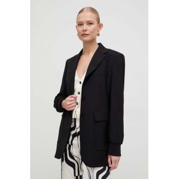 Weekend Max Mara geaca de lana culoarea negru, un singur rand de nasturi, neted