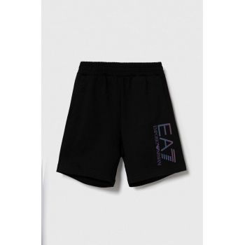 EA7 Emporio Armani pantaloni scurți din bumbac pentru copii culoarea negru, talie reglabila