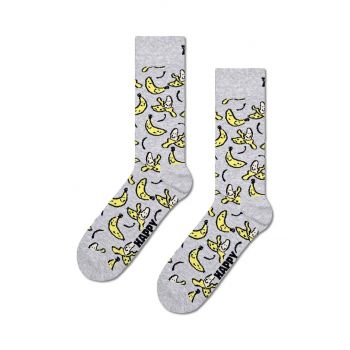 Happy Socks sosete Banana Sock culoarea gri ieftine