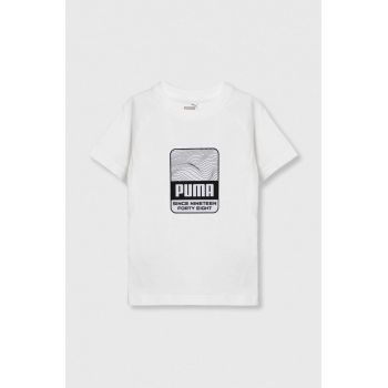 Puma tricou de bumbac pentru copii ACTIVE SPORTS Graphic Tee culoarea alb, cu imprimeu