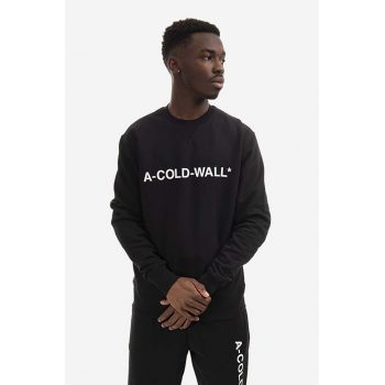 A-COLD-WALL* hanorac de bumbac Essential Logo Crewneck bărbați, culoarea negru, cu imprimeu ACWMW082.-LIGHTORANG de firma original
