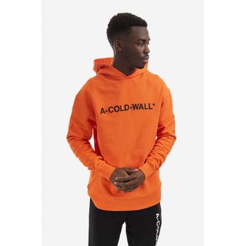 A-COLD-WALL* hanorac de bumbac Essential Logo Hoodie bărbați, culoarea portocaliu, cu glugă, cu imprimeu ACWMW083.-LIGHTORANG