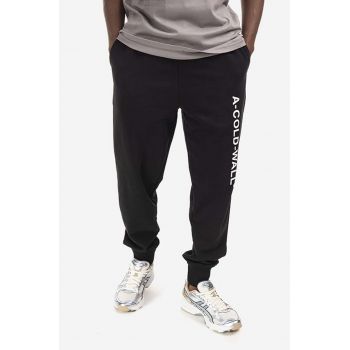 A-COLD-WALL* pantaloni de trening din bumbac Essential Logo Sweatpants culoarea negru, cu imprimeu ACWMB148.-BLACK