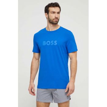 BOSS tricou din bumbac bărbați, culoarea violet, cu imprimeu 50503276