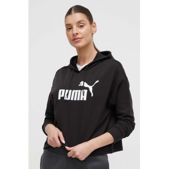 Puma bluză femei, culoarea negru, cu glugă, cu imprimeu 586870