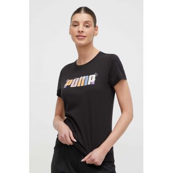 Puma tricou din bumbac femei, culoarea negru 680178