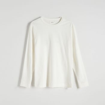 Reserved - Tricou cu mânecă lungă, din bumbac - Ivory