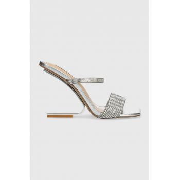 Steve Madden papuci Lotus-R femei, culoarea argintiu, cu toc drept, SM11002986 de firma originali