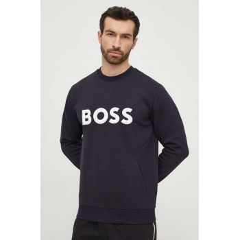 BOSS Green bluză bărbați, culoarea bleumarin, cu imprimeu 50510350