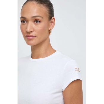 Elisabetta Franchi tricou din bumbac femei, culoarea alb