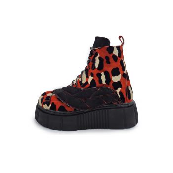 Ghete de piele intoarsa cu animal print ieftine