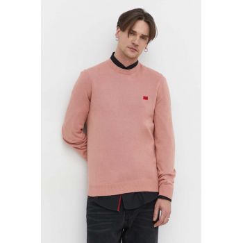 HUGO pulover de bumbac culoarea roz, light, 50475083