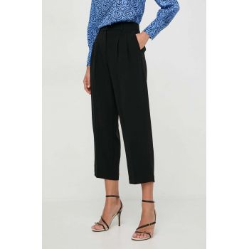 MICHAEL Michael Kors pantaloni femei, culoarea negru, drept, medium waist