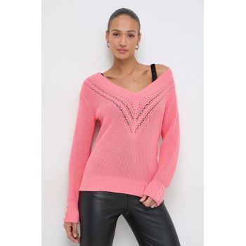 Morgan pulover de bumbac culoarea roz de firma original